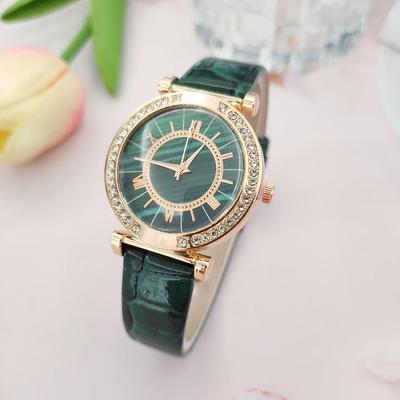 Luxury Ladies Diamond Studded Roman Design Quartz Watch Fashion PU Leather Women Dress Gift Clock Wristwatches Reloj Mujer