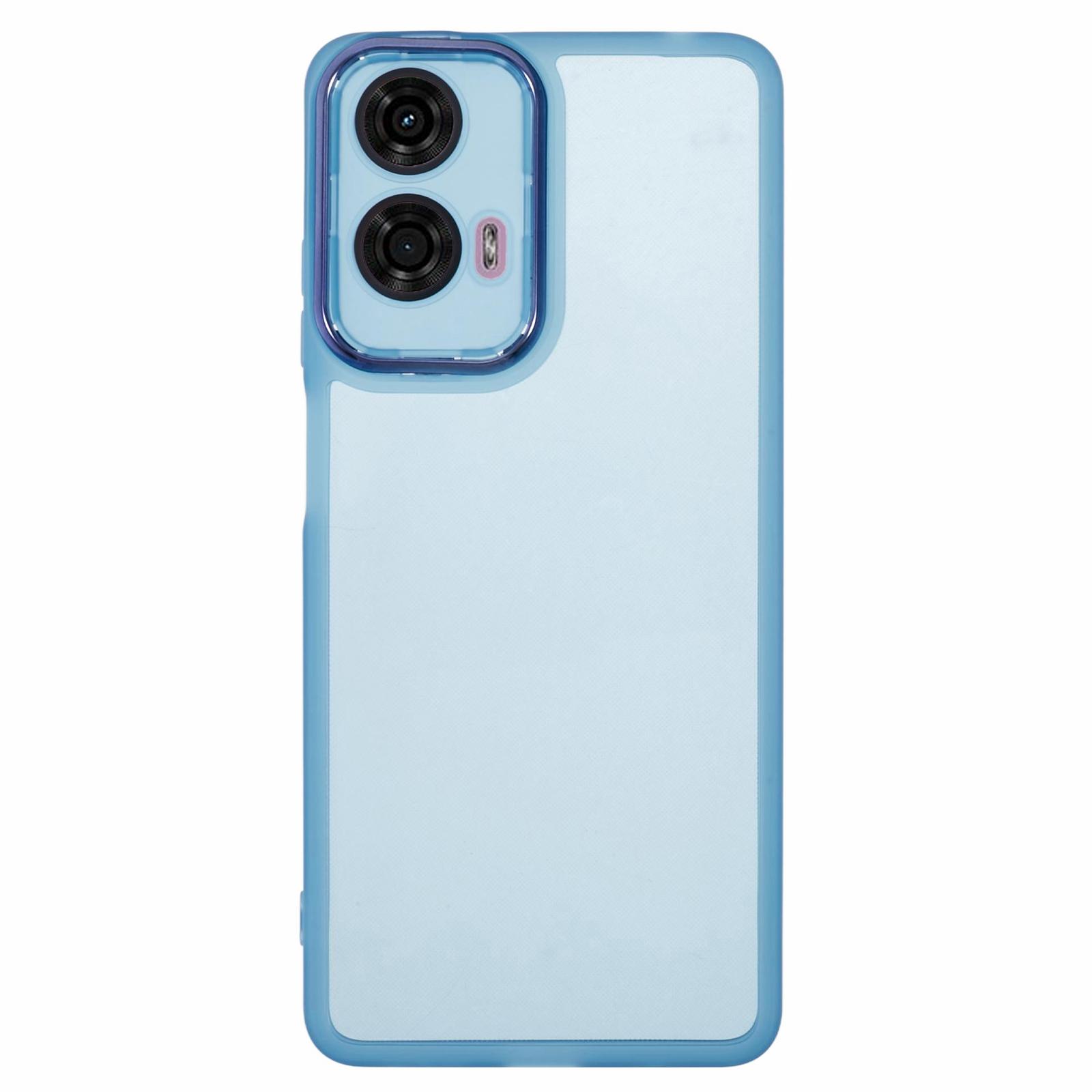

DKSM Series For Motorola Moto G24 4G Case Electroplated Camera Frame TPU Phone Cover Transparent Blue