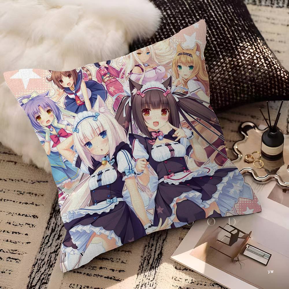 Nekopara Cat Girl Stitch Lucky Dragon Pillow Cover Sofa Cushion Cover Home Room Decoration Children Gift