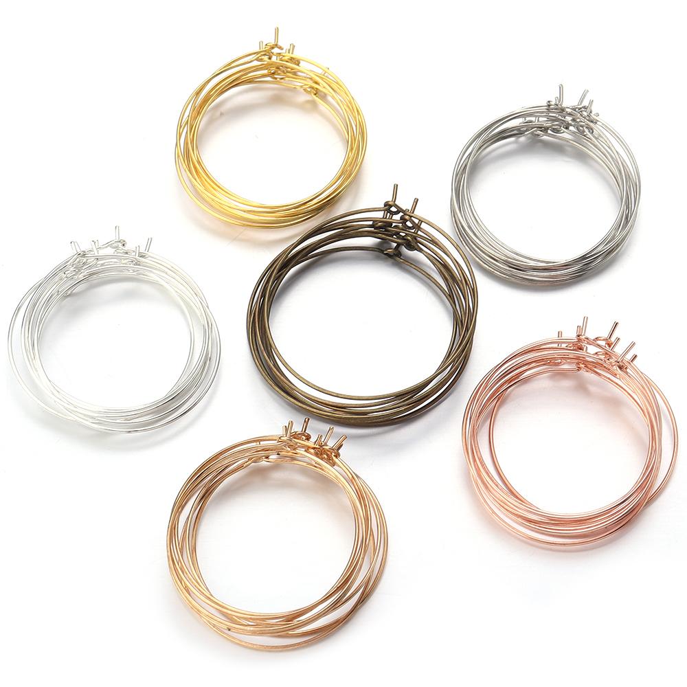 50pcs/lot Big Hoops Circle Earrings Gold Color  Round Earring Wire Circle for DIY Dangle Drop Earring Jewelry Making Accessories