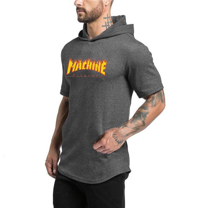 

Muscleguys Толстовки для бодибилдинга Тренажерные залы с капюшоном Футболка с короткими рукавами Мужская одежда для фитнеса Рубашки с мышцами Хлопковый пуловер Толстовка XXL серый