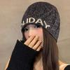 Hollow Sequin Knitted Hat Cool Knitted Pullover Hat Punk Letter Beanie Hat  Autumn