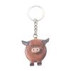 Wooden Portable Highland Cow Decor Keychain Car Key Buckle Highland Cow Keyring Funny Highland Cow