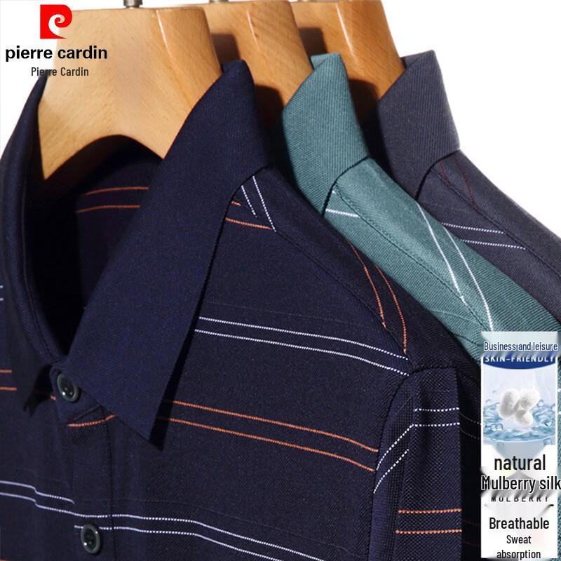 Pierre Cardin Men's Luxury Mulberry Silk Blend Polo T-Shirt