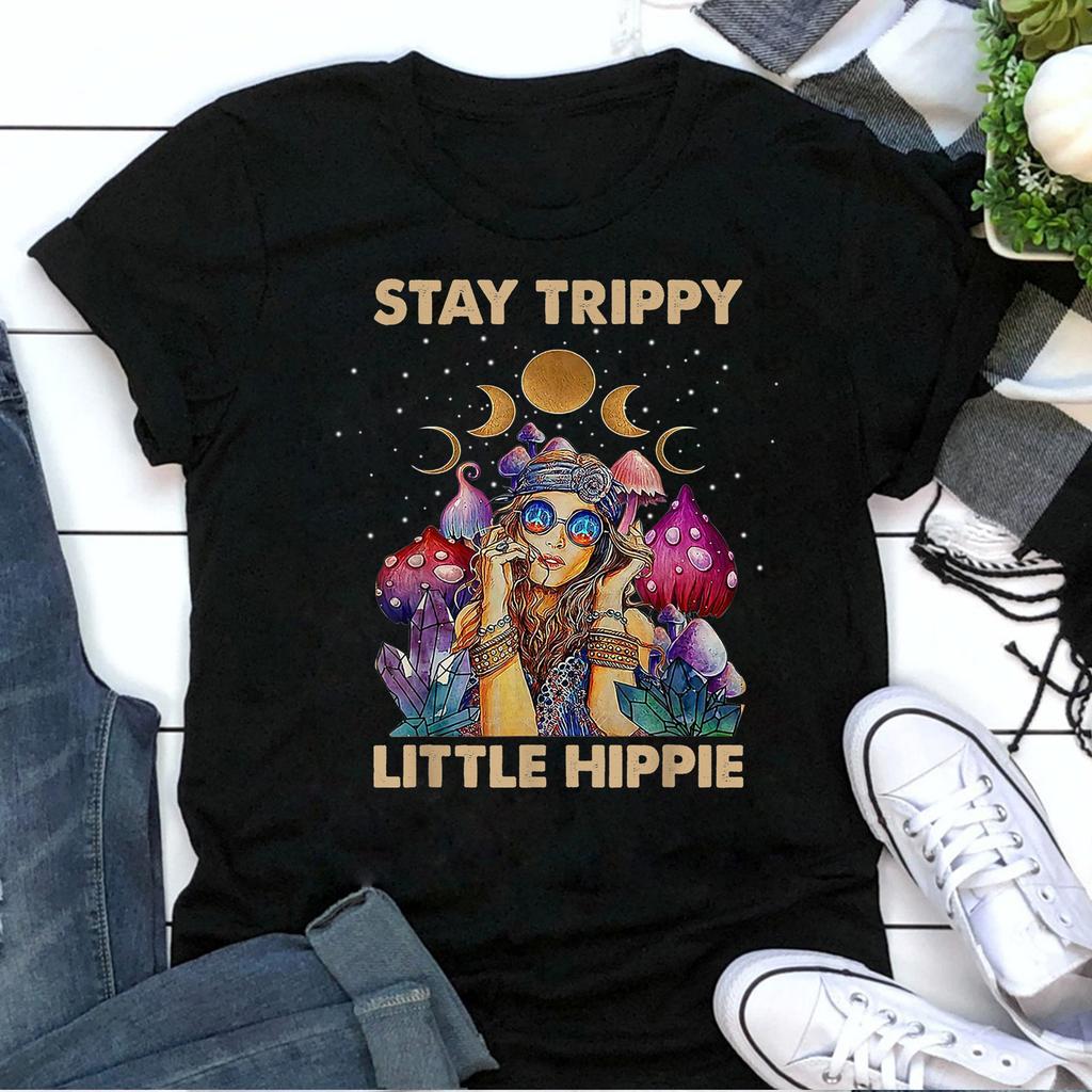 Stay Trippy Little Hippie T-Shirt: Magic Mushroom Psychedelic Tee