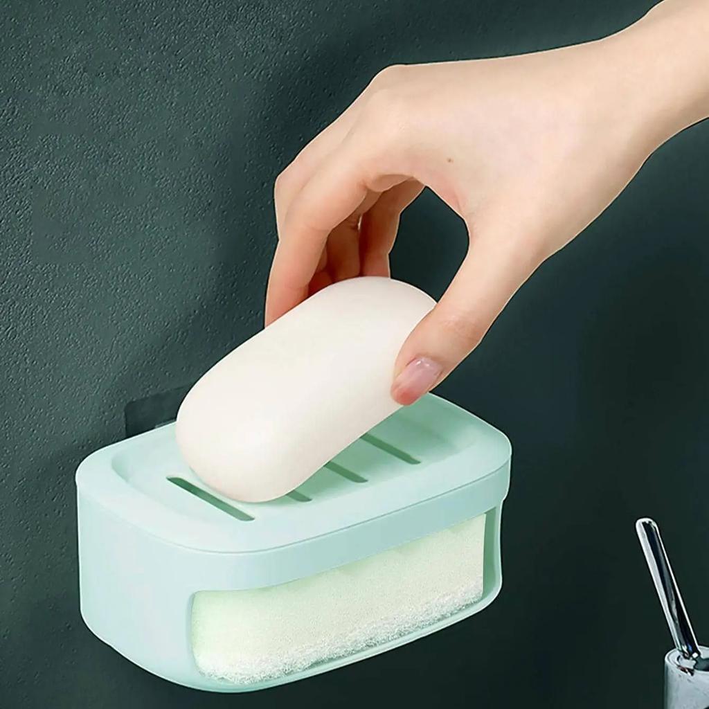1PC No Need To Punch Soap Box Grey Rapid Draining Waterproof Creative Japanese Style Simple Soap Holder Thickening Material