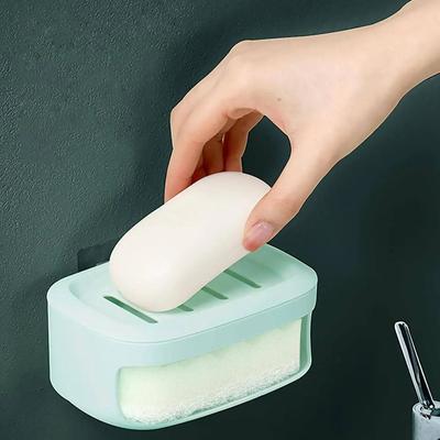 1PC No Need To Punch Soap Box Grey Rapid Draining Waterproof Creative Japanese Style Simple Soap Holder Thickening Material