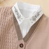 White Chiffon Detachable Collar Rhinestone False Collar Elegant Fake Collar  Women