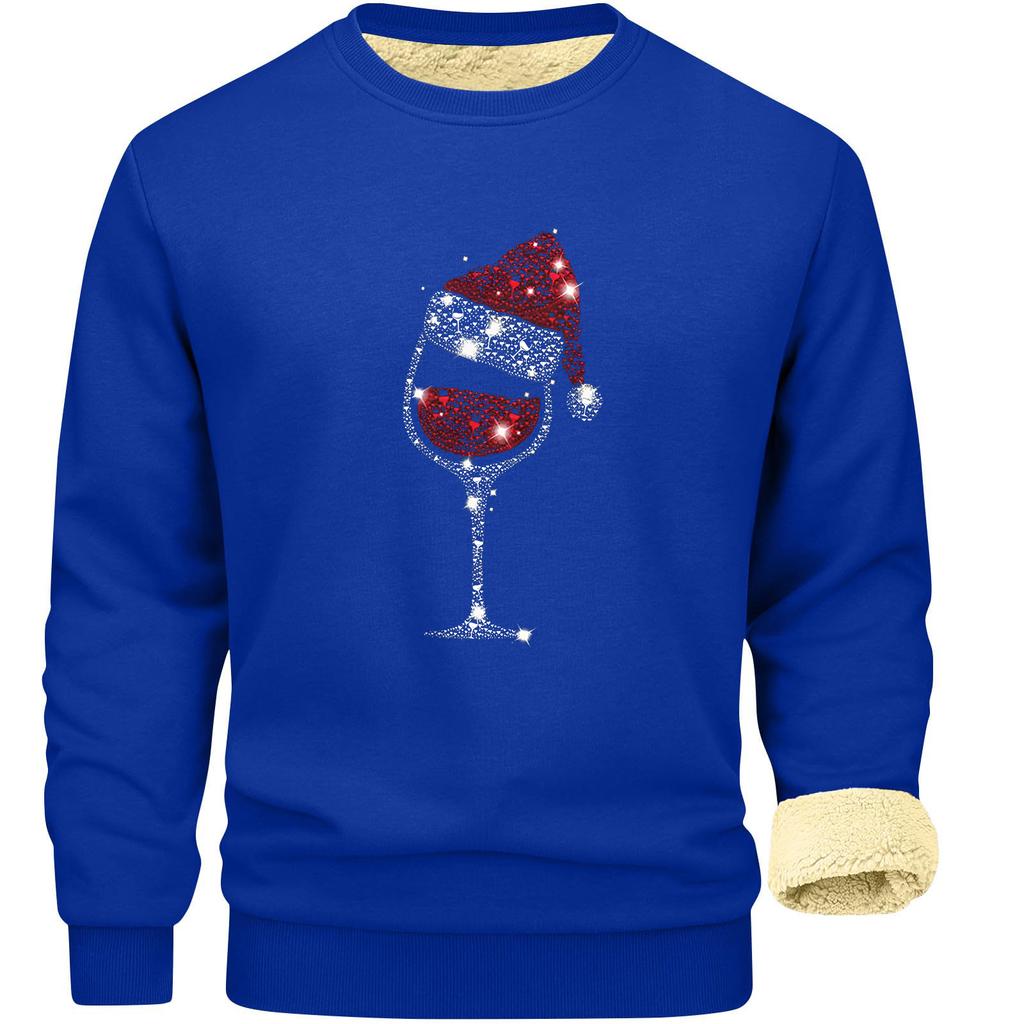 Sweatshirts för män Långärmad Fleece Casual Luddig Rundhalsad Pullover Varm Vinter