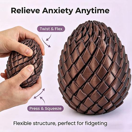 3D Printed Twisting Egg Toy Stress Relief Spiral Egg Toy Articulated Rotating Egg Fidget Spinner Desk Toy Easter Basket Stuffers Party