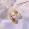 French retro natural square baroque special-shaped pearl stud earrings female court style high-end temperament gold foil earrings
