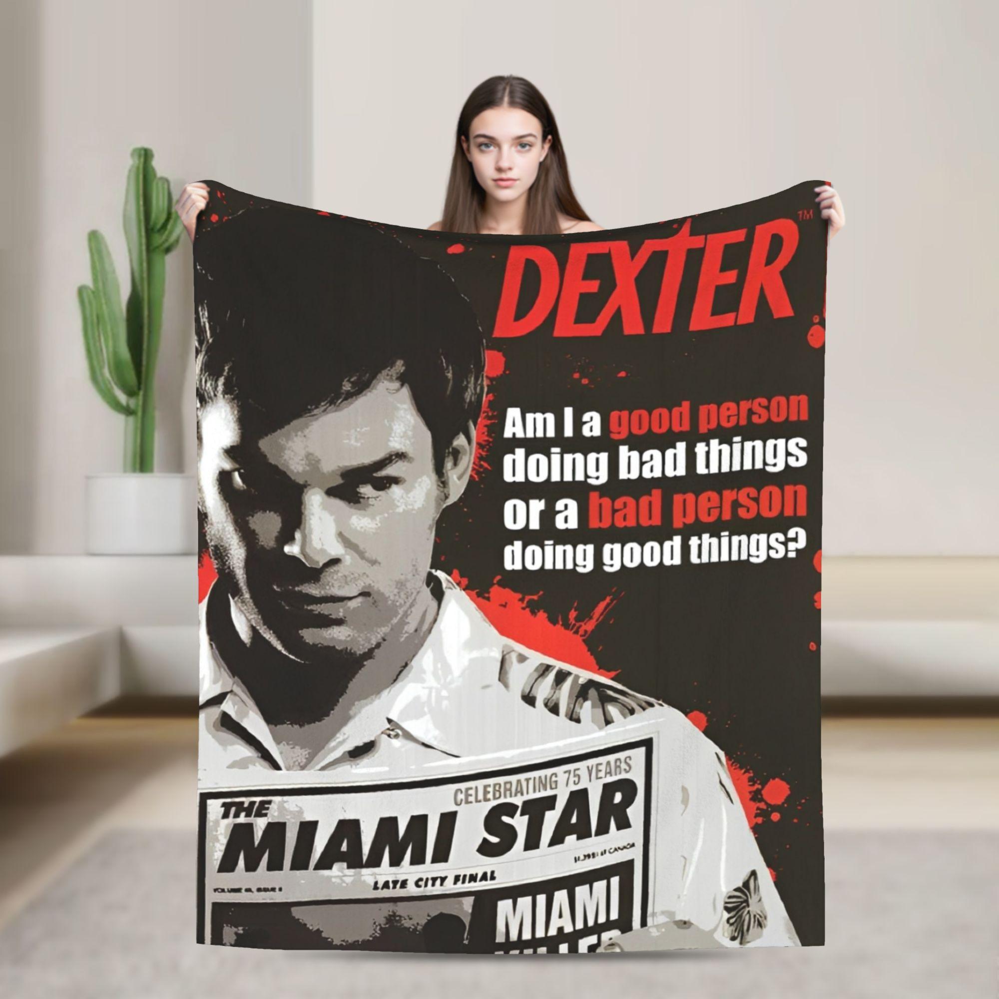 Dexter Morgan TV Blankets  Blood Never Lies Flannel Funny Breathable Throw Blankets for Bed Sofa  Winter 75x90cm