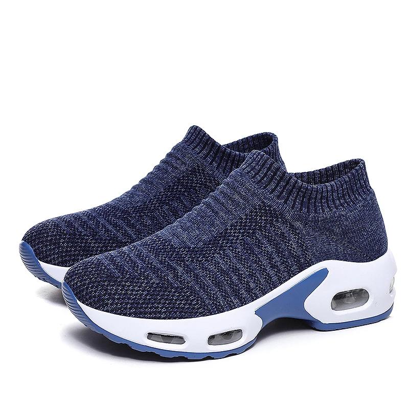 Fashion Women Sneakers 2025 Spring Flat Shoes Slip on Platform Sneakers for Women Black Breathable Mesh Sock Sneakers Shoes