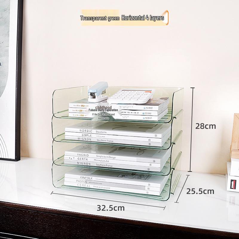 Acrylic Multi-Layer A4 Desktop Document Organizer - Transparent Stackable File Holder