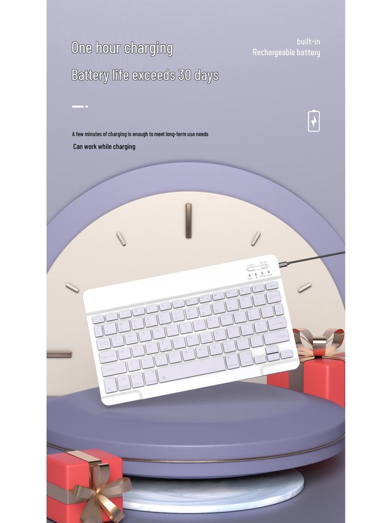 Universal Silent Rechargeable Bluetooth Keyboard for iPad, Mobile Phone, and Tablet