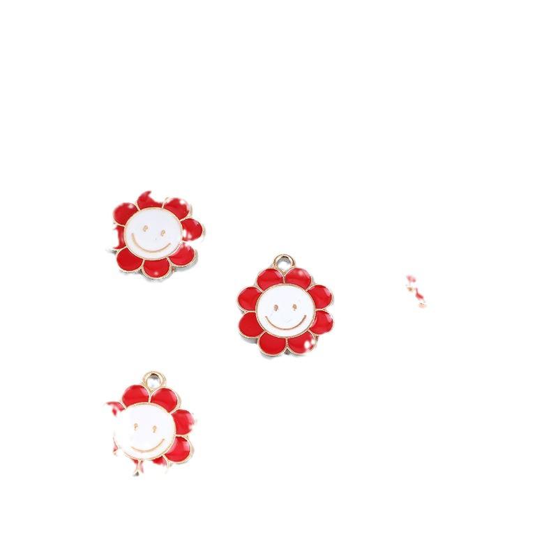 Colorful Smiley Sunflower Alloy Drip Oil DIY Jewelry Pendant Charms