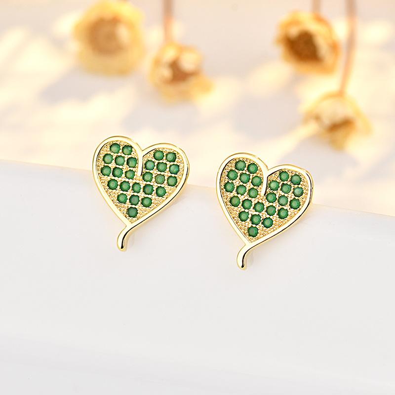 Sweet Love Heart Sparkle Peach Heart Student Earrings Girl Earrings Hundred with Girlfriends