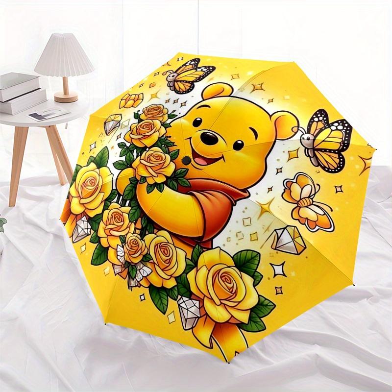 

Disney Winnie-the-Pooh,Roses,Butterflies Manual Opening and Closing Umbrella - 8-Rib Reinforced Folding Design, Lightweight and Portable, Su
