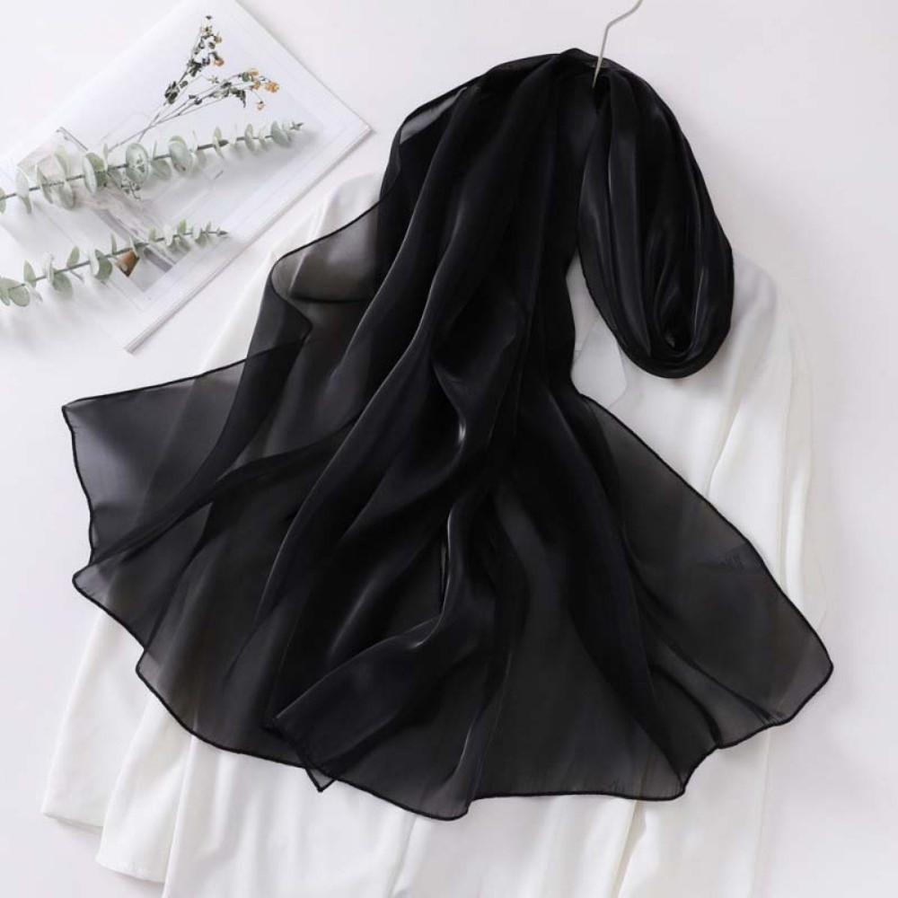 Long Smooth Silk Headscarf Sunscreen Thin Large Shawl Sweet Chiffon Hijab Scarf Vacation