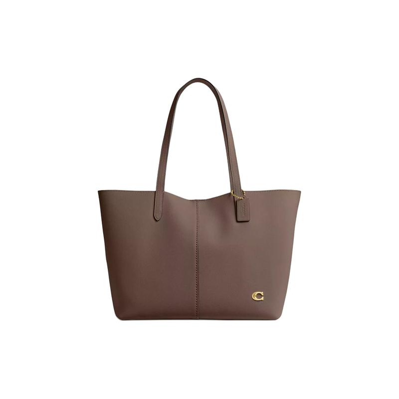 

COACH North 32 Metal Logo Tote Bag Tote Bag Shopping Bag Handbag Grained Leather Large Women s Brass and Dark Stone золотий