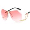 Neue unregelmäßige randlose Sonnenbrille für Damen, Designer-Rahmen aus Legierung, Übergröße, Gradienten-Sonnenbrille, modische weibliche klare Farbtöne