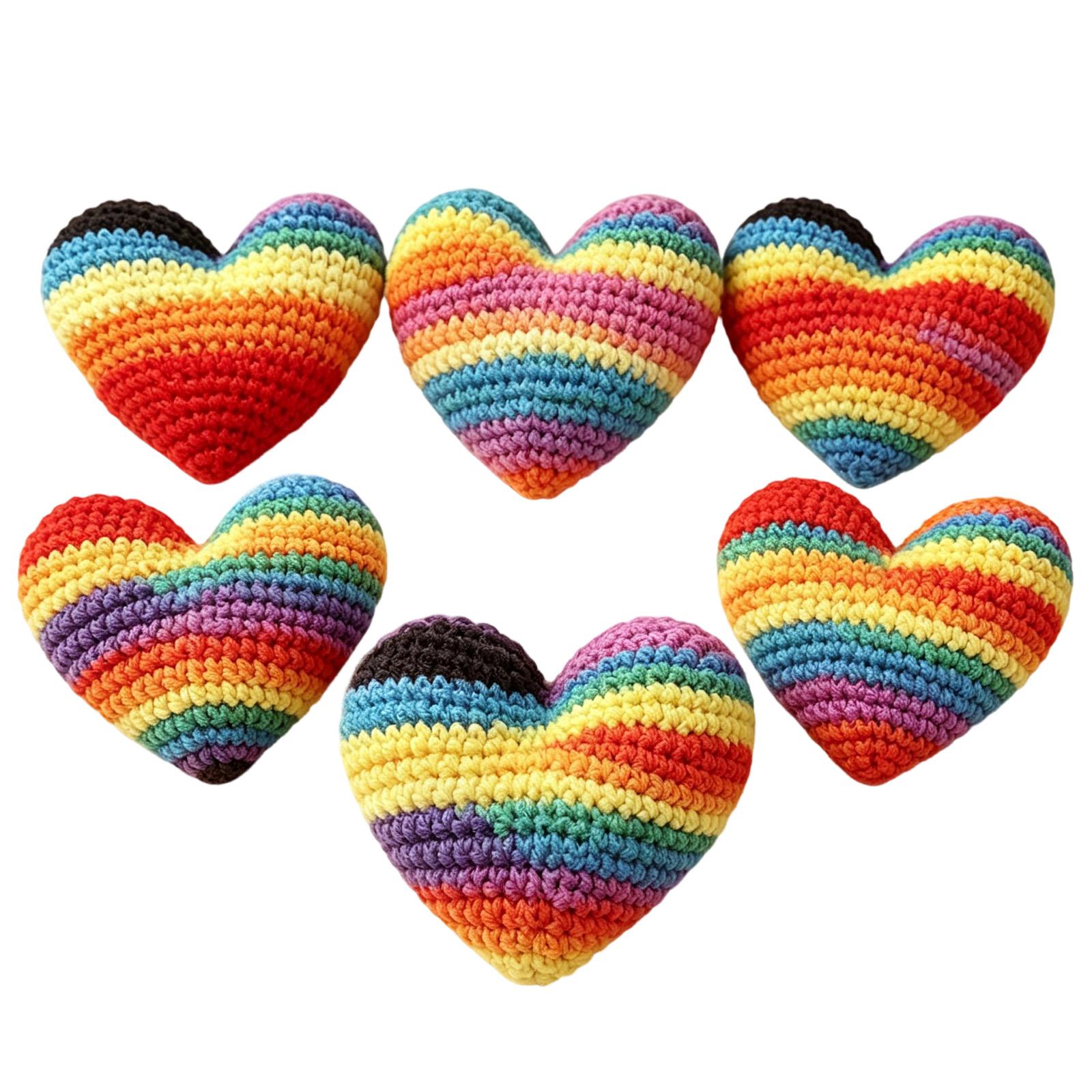 

6pc Heart Shaped Crochet Bean Bags Set Soft Fillers for Toss Games Indoor Outdoor Use Durable Material for Beginners and Fun Activities One Size
