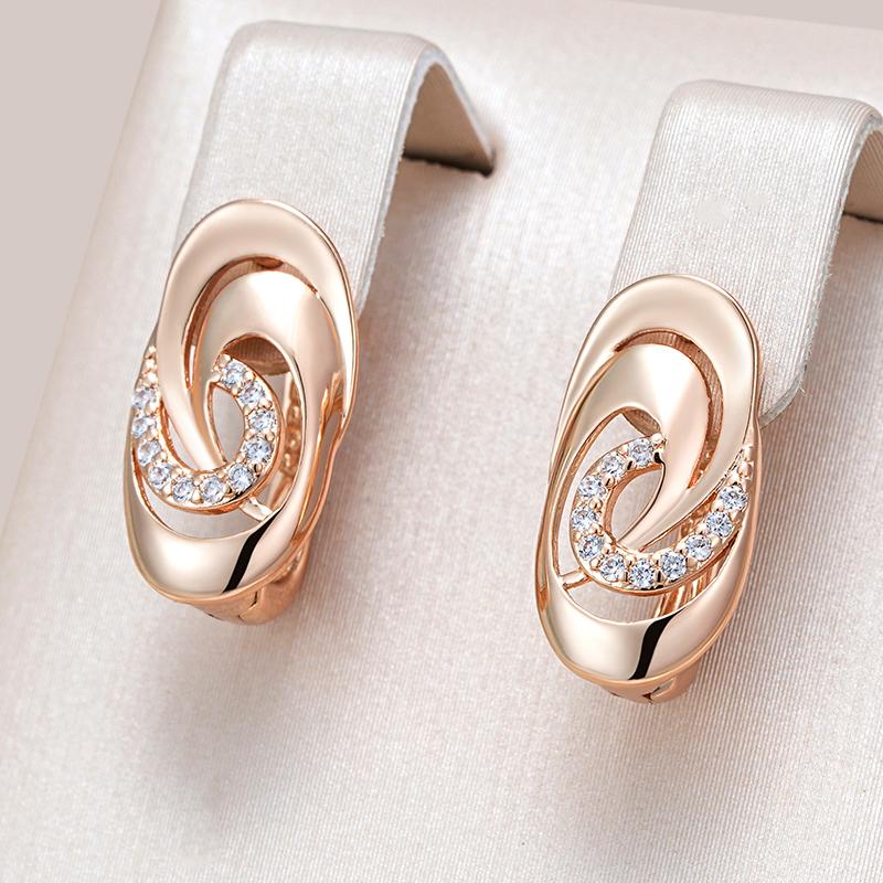 New  Rose Gold Color Drop Earrings For Girl Fashion Natural Zircon Accessories Child Gifts High Quality Daily Jewelry
