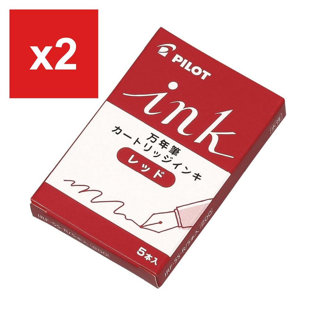 Pilot Fountain Pen Ink Cartridges, Red, 10 Packs of 5