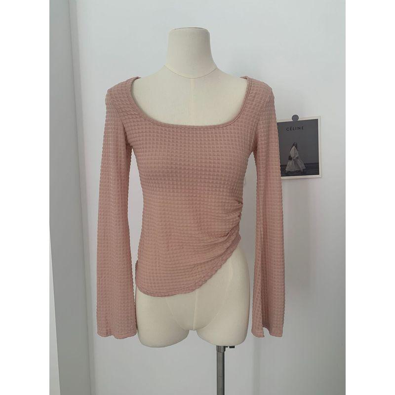 

Women s Stretch Waffle Quick-Dry Workout Clothes Sports Tops Lotus root starch L