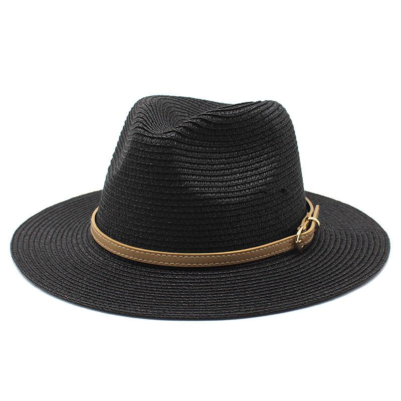 

Straw Hat Women S Sun Hat Panama Hat Straw Men S Hat Beach Seaside Versatile Sunscreen Vacation Shade M（56-58cm） чорний