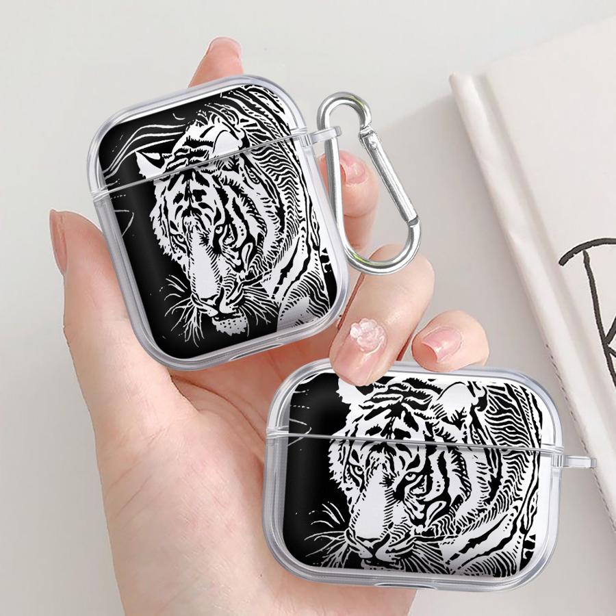 Clear Earphone Cases Cover Case For Airpods 1 Pro3 2 4 Pro2 Pro 3 Hollow Tiger Dragon