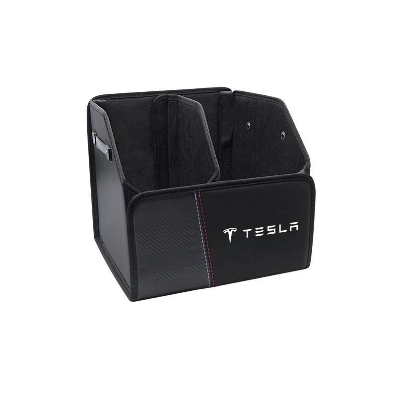 Car Trunk Organizer Bin Leather Travel Bag Storage Box For Tesla Model-Y Model-3 Model-X Model-S Cybertruck Roadster SpaceX