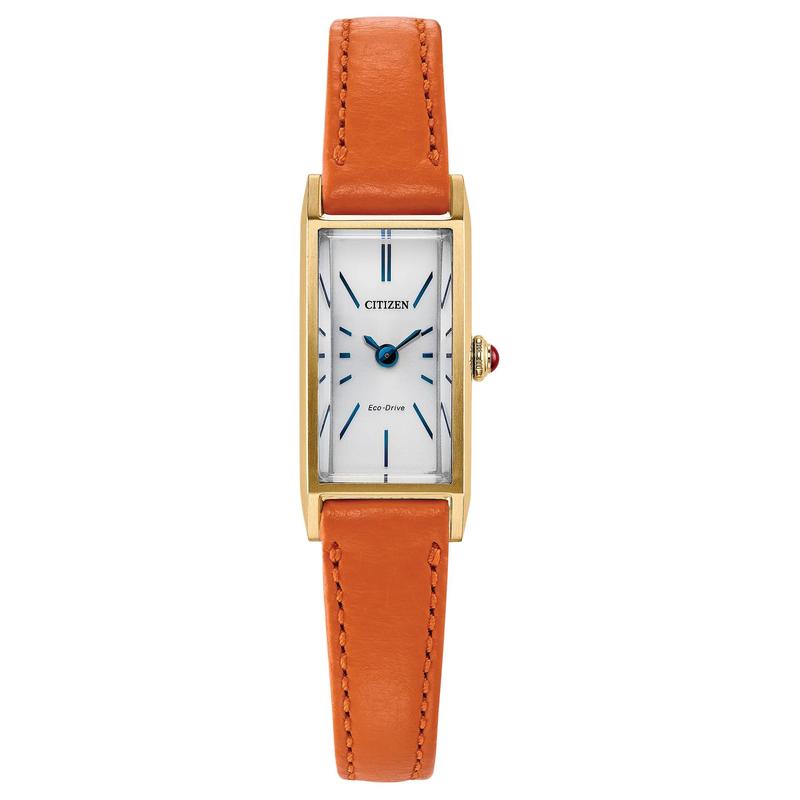 

CITIZEN Fio series 30 meters waterproof orange wristband light Quartz leather strap 30.7*14.3mm women s watch white dial EG7122-04A білий
