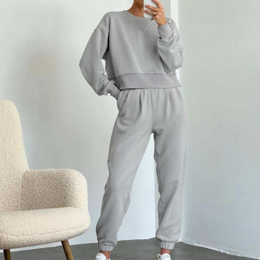 Spring and Autumn 2026 Pure Color Casual Long-sleeved Two-piece Suit Sets for Women 2 Pieces Trousers Sets women's Clothing