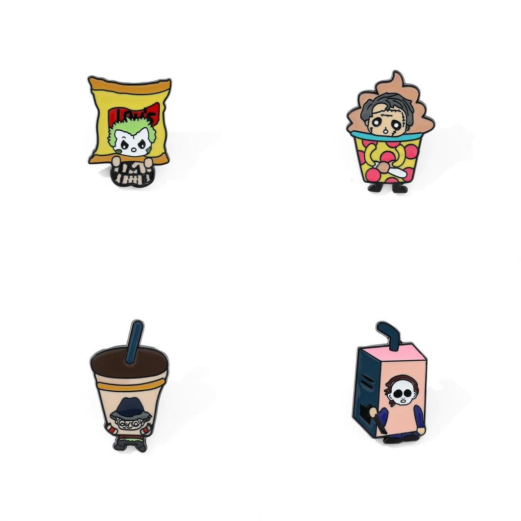 Cartoon Creative Halloween Brooch Horror Movie Character Clown Chainsaw Horror Doll Metal Badge