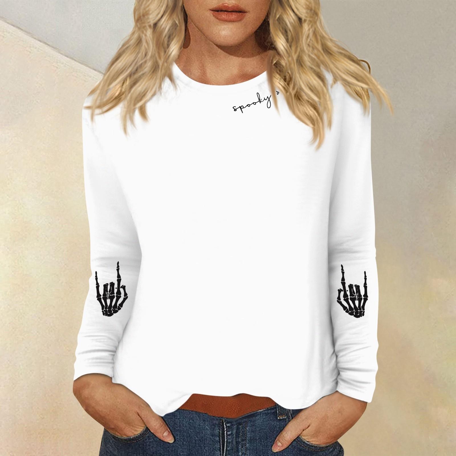 

Женский повседневный топ с длинными рукавами и круглым вырезом с цветочным принтом M