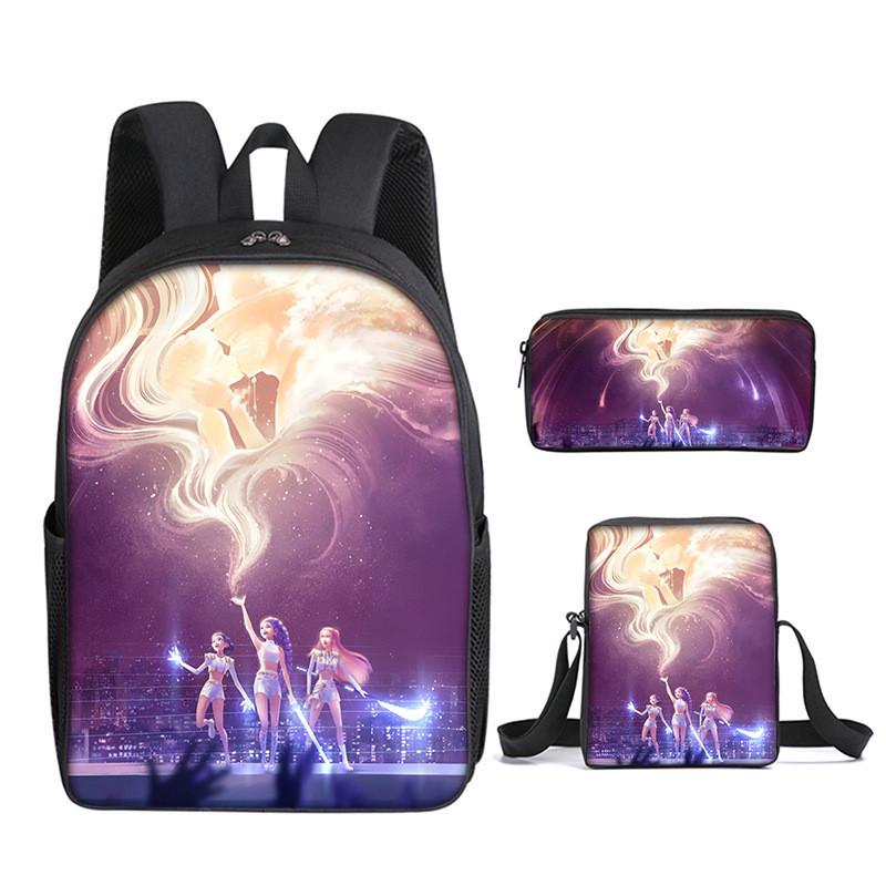 Kpop Demon Hunters School Backpack Set With Oxford Fabric And Air Cushion Straps For Students