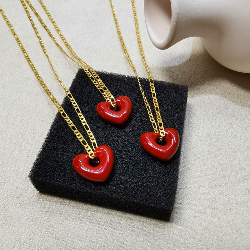 Meier Trendy minimalist m retro french ins enamel 3d peach heart pendant choker necklace золотой