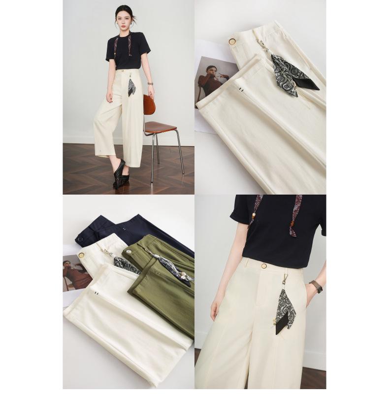 Spring Collection: Women's High-Waisted Loose Wide-Leg Cropped Pants - Slimming & Versatile for Petite Figures
