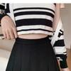 Spring 2024 Women's High-Waist Pleated A-Line Skirt - Black, Slim Fit, Korean Style