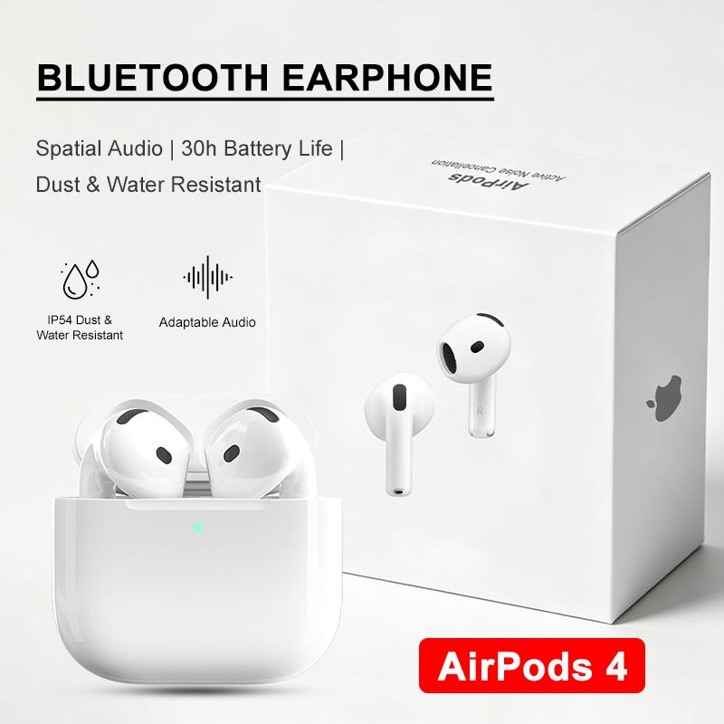 TWS Wireless Earbuds Compatible AirPods 4 Active Noise Cancellation Spatial Audio IP54 Sweatproof Bluetooth Headphones