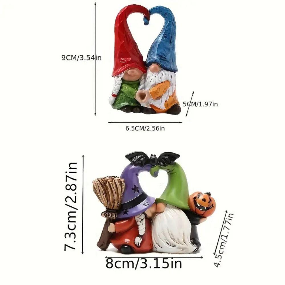 Resin Pumpkin Dwarf Figurine Statue Dwarf Spirit Heart Shape Figurines  Desktop Decorative