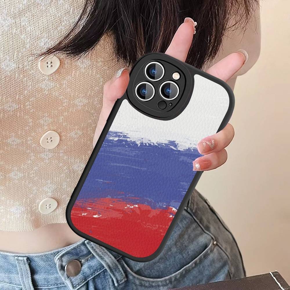 Russia Russian Flags Poccnr Emblem Phone Case For IPhone 16 15 14 13 12 11 Pro Max Plus 16E Soft Leather Cover