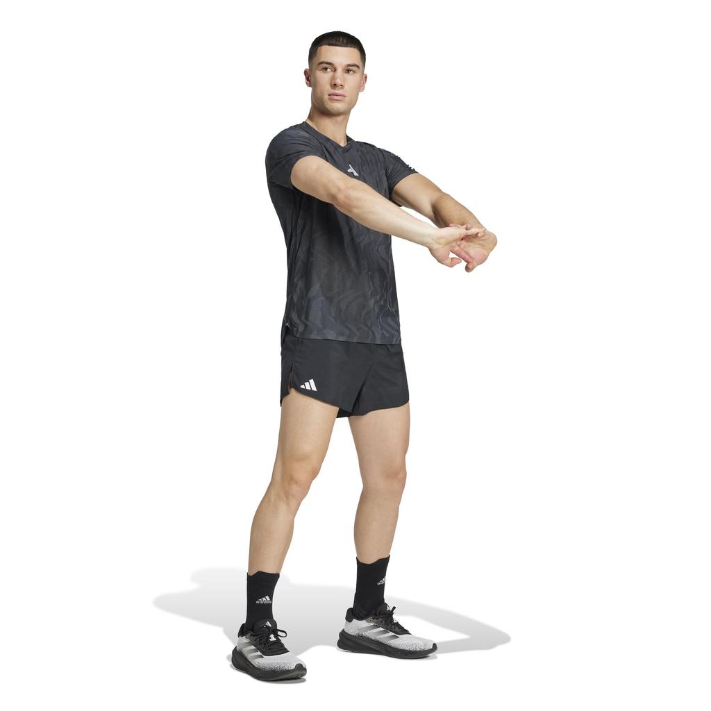 Adidas Ultimate Running Engineered Short Sleeve Black ClimaCool+ T-Shirt, KVL64, Men's, (JC7338)