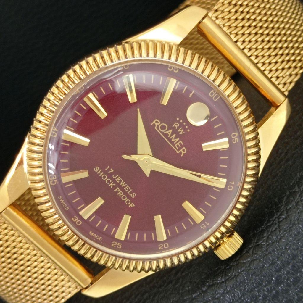 

REFURBISHED VINTAGE HAND-WINDING SWISS MENS RED COLOR DIAL WATCH a707392-1