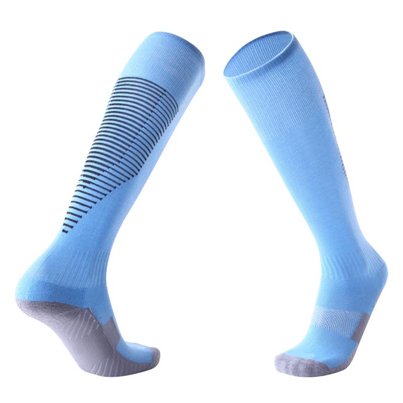 Men's and Children's Anti-Slip Striped Football Socks with Thick Towel Bottom
