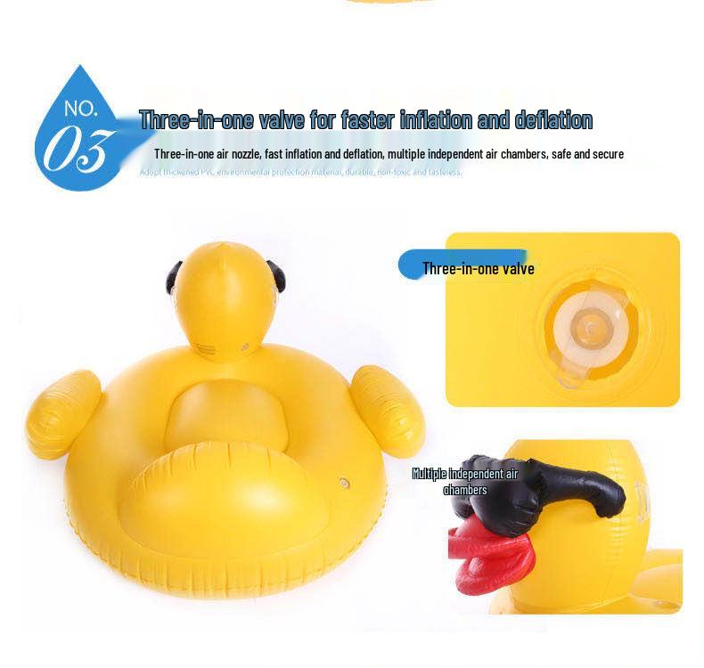 Inflatable Big Yellow Duck Float Bed - Thickened, Big-Eyed Playground Raft