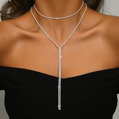 Νέο Κομψό Μοντέρνο Λαμπερό Κολιέ για Κυρίες με Πολυτελή και Απλή Ιδιοσυγκρασία, Πολυστρωματικά Αξεσουάρ