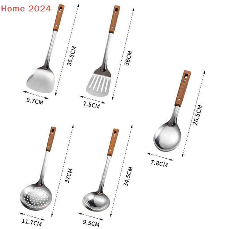 [HGS]Durable Stainless Steel Wok Spatula Long Handle Kitchen Gadgets Kitchen Cooking Utensil Set Rice Spoon Ladle Cooking Tools