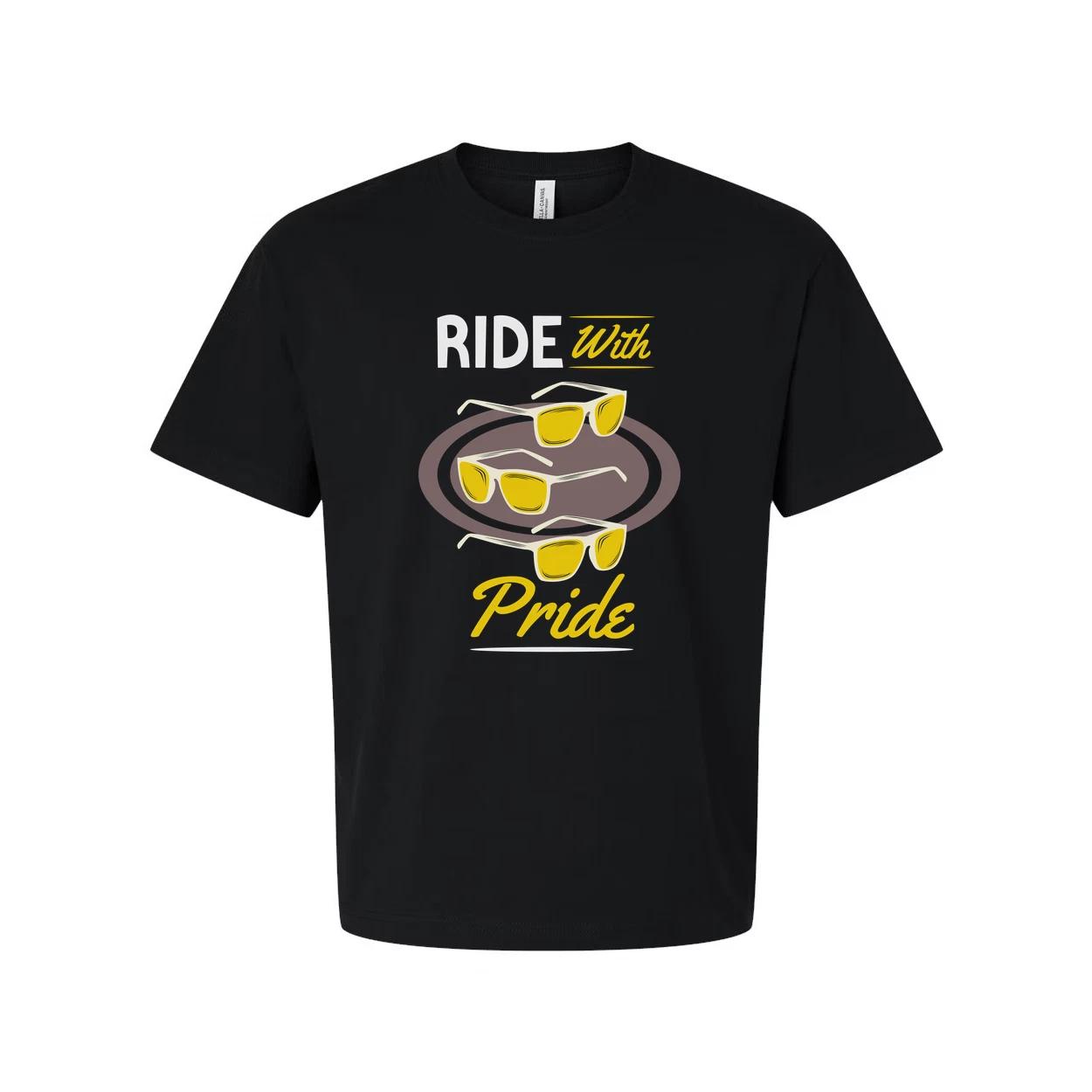 

Ride With Pride Skateboard Graphic Unisex T Shirt Featuring Sunglasses Motif Cas 4XL